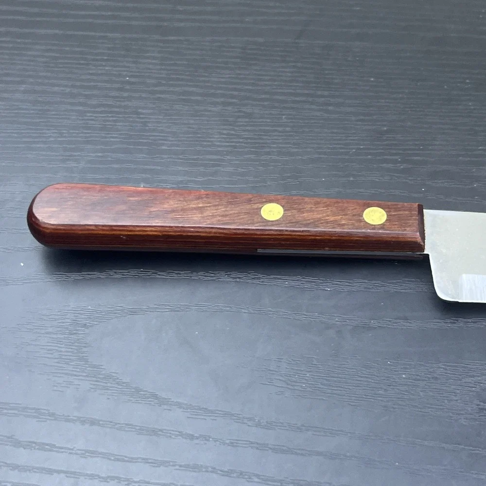 Vintage Stainless Crestline USA Carving Slicing Knife Brown Handle Kitchen Cutle